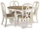 Realyn Dining Table and 4 Chairs in Chipped White - PKG002223