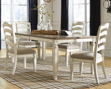 Realyn Dining Table and 4 Chairs in Chipped White - PKG002225