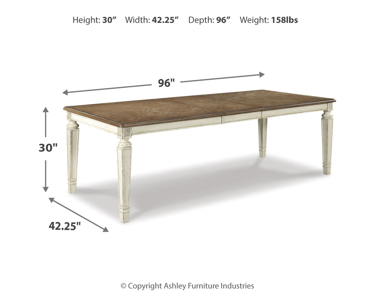 Realyn Dining Table and 4 Chairs in Chipped White - PKG002225