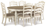 Realyn Dining Table and 6 Chairs in Chipped White - PKG002222