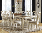 Realyn Dining Table and 8 Chairs in Chipped White - PKG002230