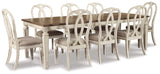 Realyn Dining Table and 8 Chairs in Chipped White - PKG002230