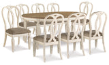 Realyn Dining Table and 8 Chairs in Chipped White - PKG014922