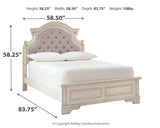 Realyn Full Panel Bed with Mirrored Dresser and Chest in Chipped White - PKG006728