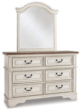 Realyn Full Panel Bed with Mirrored Dresser and Chest in Chipped White - PKG006728