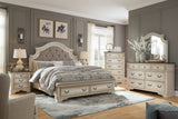 Realyn King Upholstered Bed with Mirrored Dresser in Two-tone - PKG010790