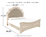 Realyn King Upholstered Panel Bed with Dresser in Chipped White - PKG000717