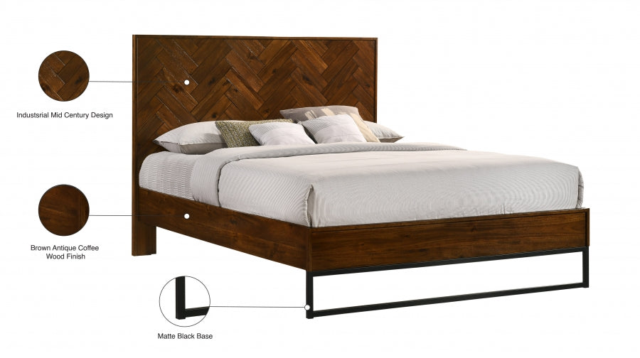 Reed Wood Queen Bed (3 Boxes) in Brown from Meridian - Luna Furniture