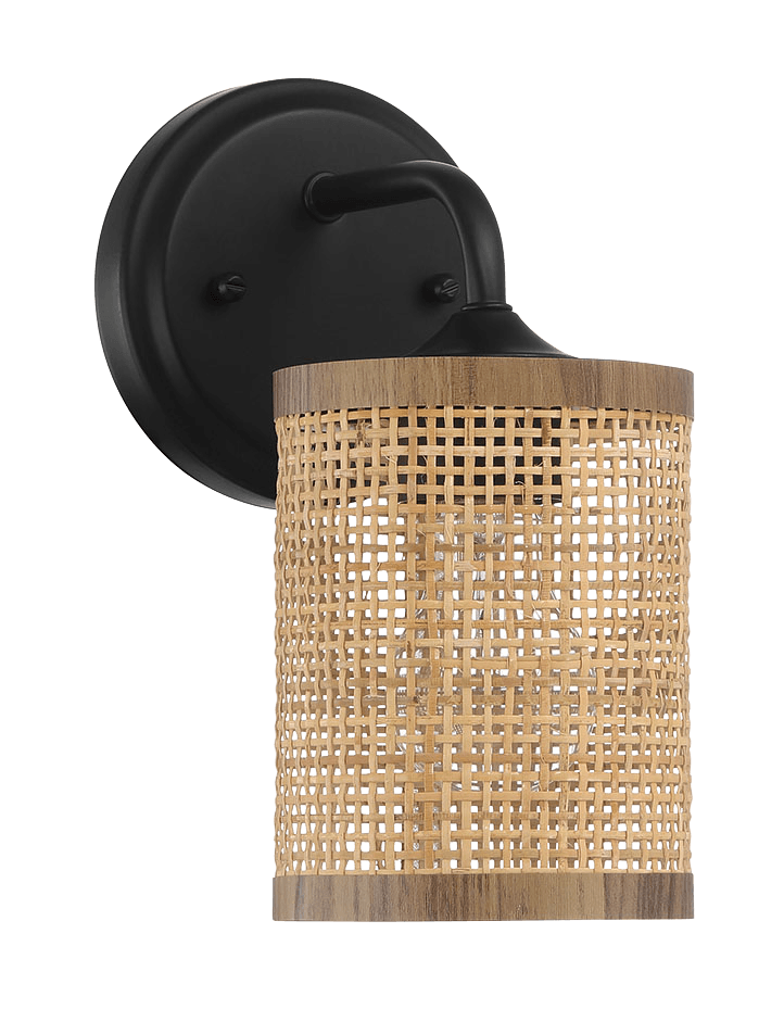 Reef Single Lights Wall Sconce With Natural Rattan Shade Rustic Wicker Wall Light - WLL03900901