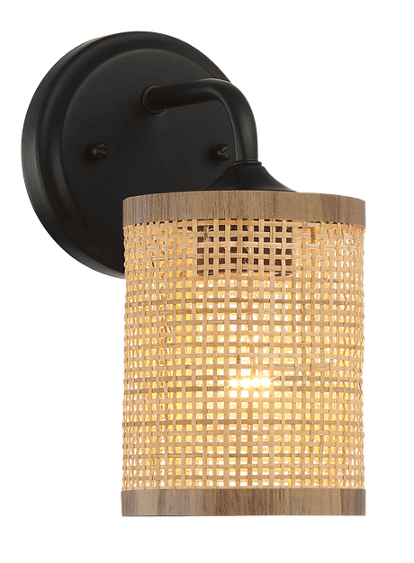 Reef Single Lights Wall Sconce With Natural Rattan Shade Rustic Wicker Wall Light - WLL03900901