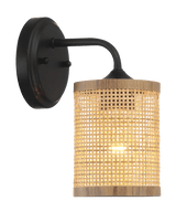 Reef Single Lights Wall Sconce With Natural Rattan Shade Rustic Wicker Wall Light - WLL03900901