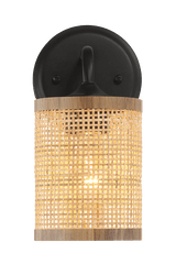 Reef Single Lights Wall Sconce With Natural Rattan Shade Rustic Wicker Wall Light - WLL03900901