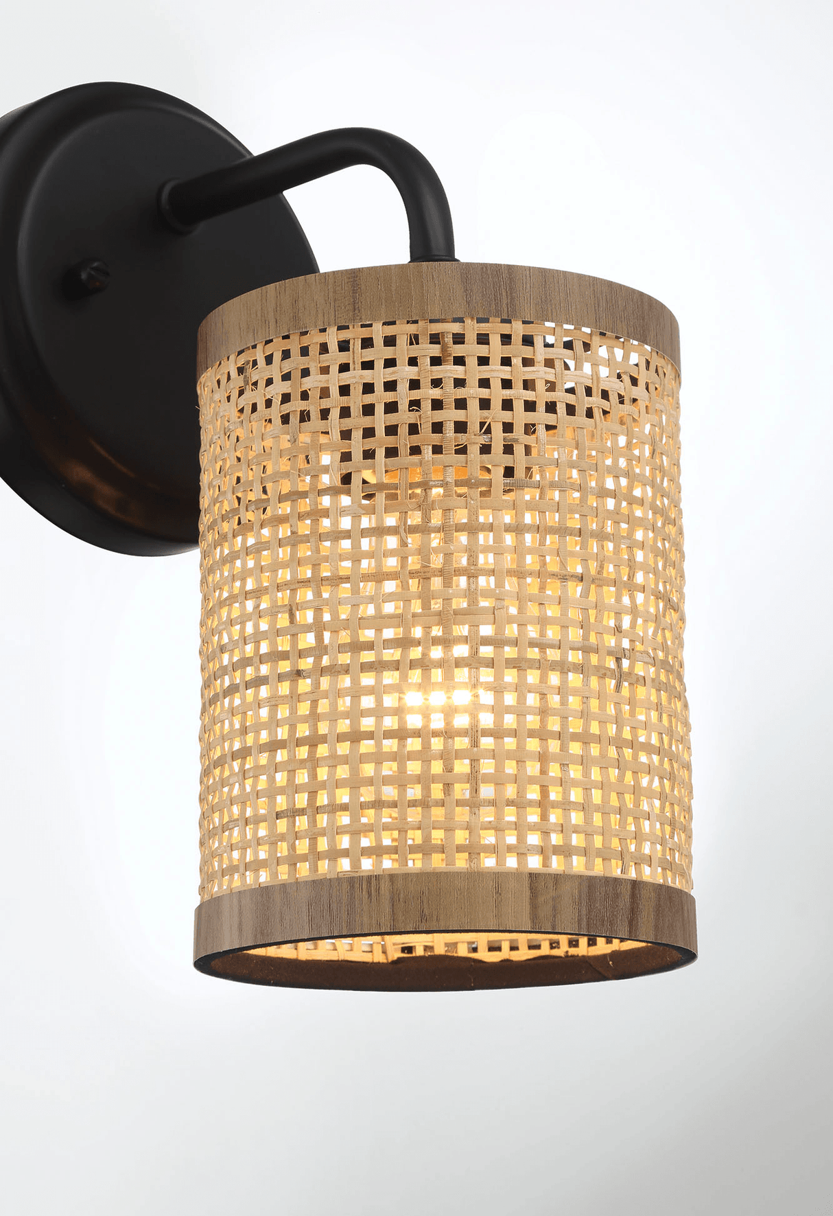 Reef Single Lights Wall Sconce With Natural Rattan Shade Rustic Wicker Wall Light - WLL03900901