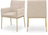 Reeves Chenille Fabric Dining Chair in Beige, Set of 2 from Meridian - Luna Furniture