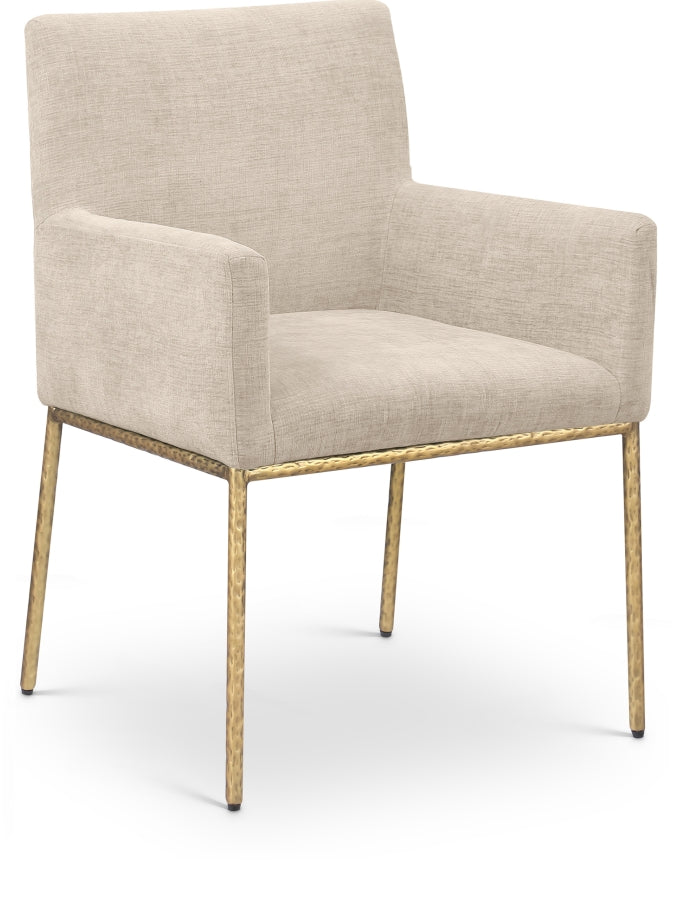 Reeves Chenille Fabric Dining Chair in Beige, Set of 2 from Meridian - Luna Furniture