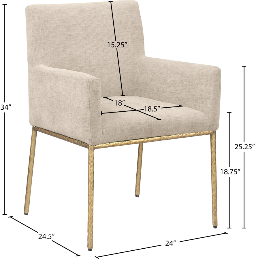 Reeves Chenille Fabric Dining Chair in Beige, Set of 2 from Meridian - Luna Furniture