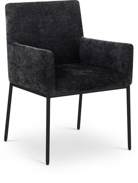 Reeves Chenille Fabric Dining Chair in Black, Set of 2 from Meridian - Luna Furniture