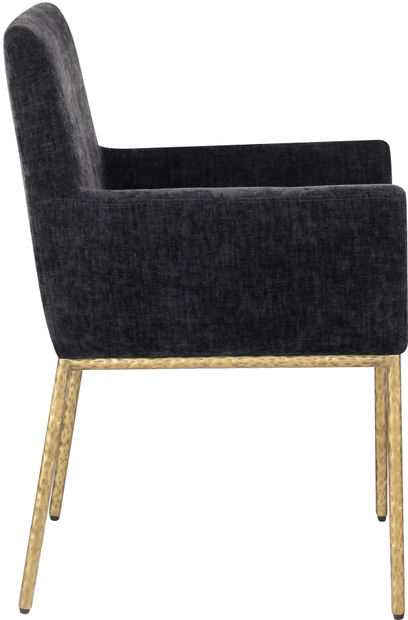 Reeves Chenille Fabric Dining Chair in Black, Set of 2 from Meridian - Luna Furniture