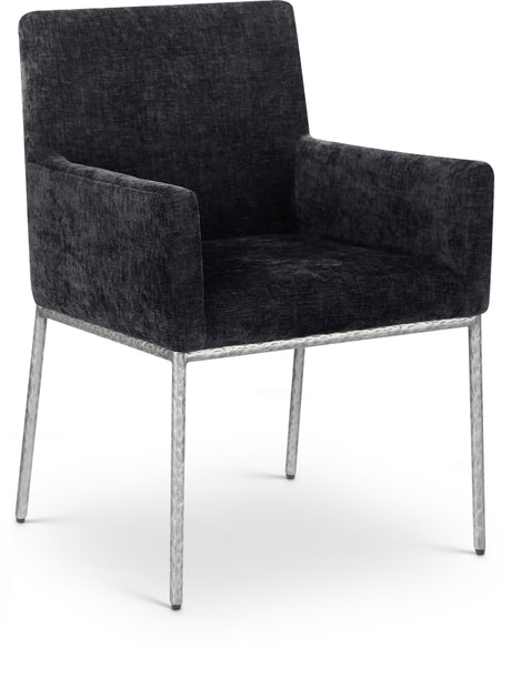 Reeves Chenille Fabric Dining Chair in Black, Set of 2 from Meridian - Luna Furniture