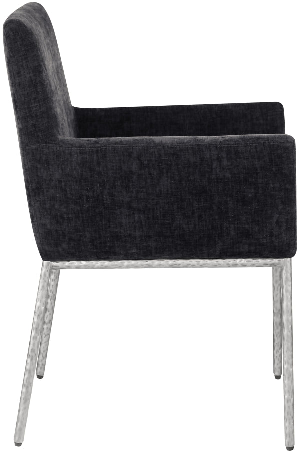 Reeves Chenille Fabric Dining Chair in Black, Set of 2 from Meridian - Luna Furniture