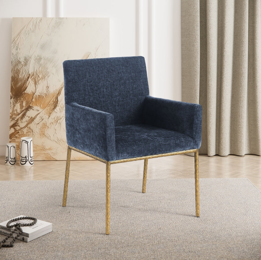 Reeves Chenille Fabric Dining Chair in Blue, Set of 2 from Meridian - Luna Furniture