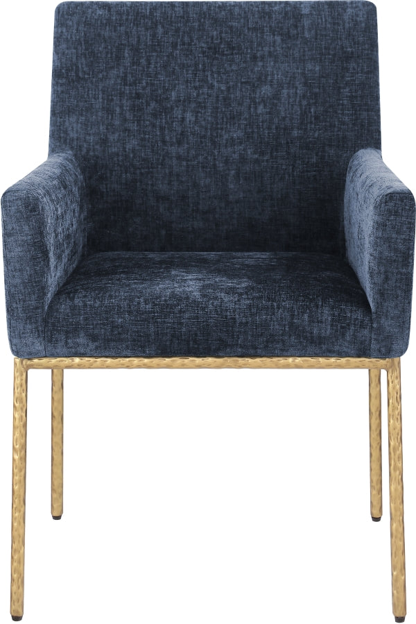 Reeves Chenille Fabric Dining Chair in Blue, Set of 2 from Meridian - Luna Furniture