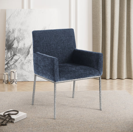 Reeves Chenille Fabric Dining Chair in Blue, Set of 2 from Meridian - Luna Furniture