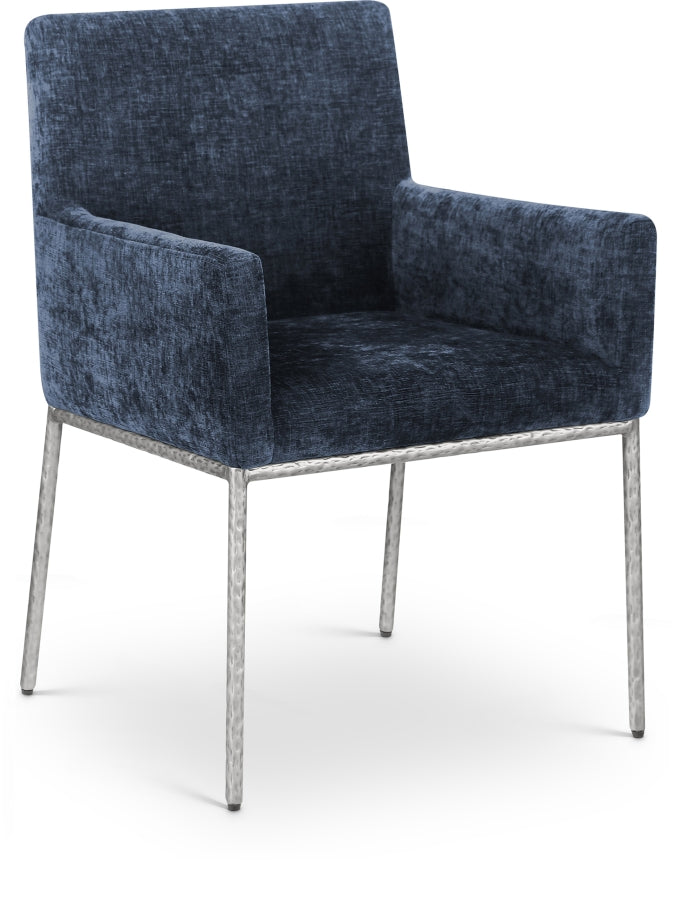 Reeves Chenille Fabric Dining Chair in Blue, Set of 2 from Meridian - Luna Furniture