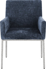 Reeves Chenille Fabric Dining Chair in Blue, Set of 2 from Meridian - Luna Furniture