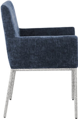 Reeves Chenille Fabric Dining Chair in Blue, Set of 2 from Meridian - Luna Furniture