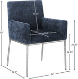 Reeves Chenille Fabric Dining Chair in Blue, Set of 2 from Meridian - Luna Furniture