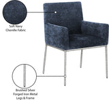 Reeves Chenille Fabric Dining Chair in Blue, Set of 2 from Meridian - Luna Furniture