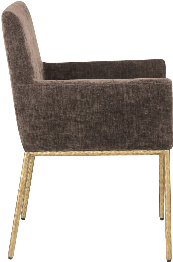 Reeves Chenille Fabric Dining Chair in Brown, Set of 2 from Meridian - Luna Furniture