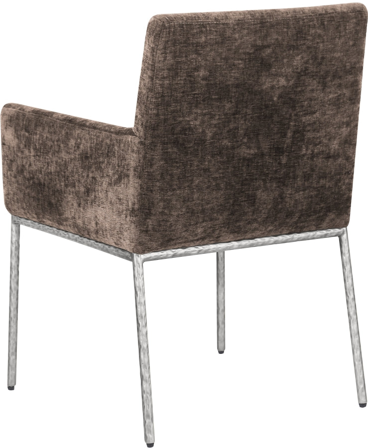 Reeves Chenille Fabric Dining Chair in Brown, Set of 2 from Meridian - Luna Furniture