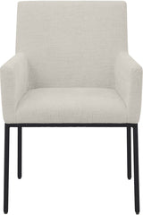 Reeves Chenille Fabric Dining Chair in Cream, Set of 2 from Meridian - Luna Furniture