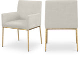 Reeves Chenille Fabric Dining Chair in Cream, Set of 2 from Meridian - Luna Furniture