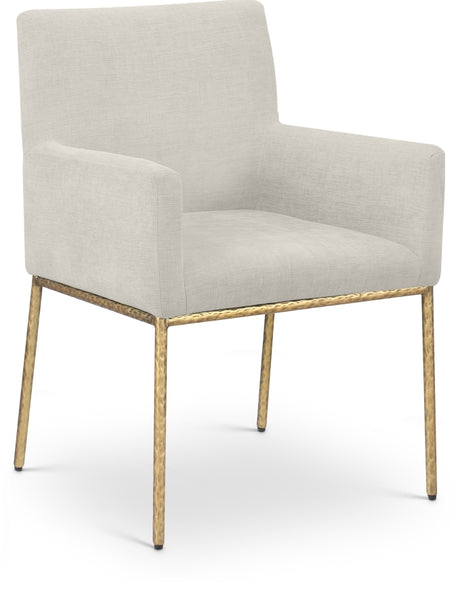 Reeves Chenille Fabric Dining Chair in Cream, Set of 2 from Meridian - Luna Furniture