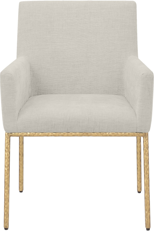 Reeves Chenille Fabric Dining Chair in Cream, Set of 2 from Meridian - Luna Furniture