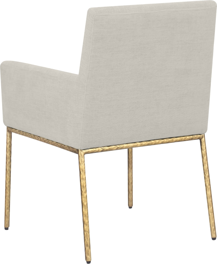 Reeves Chenille Fabric Dining Chair in Cream, Set of 2 from Meridian - Luna Furniture