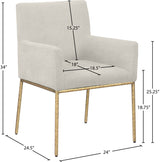 Reeves Chenille Fabric Dining Chair in Cream, Set of 2 from Meridian - Luna Furniture