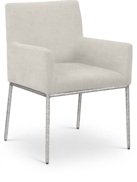 Reeves Chenille Fabric Dining Chair in Cream, Set of 2 from Meridian - Luna Furniture