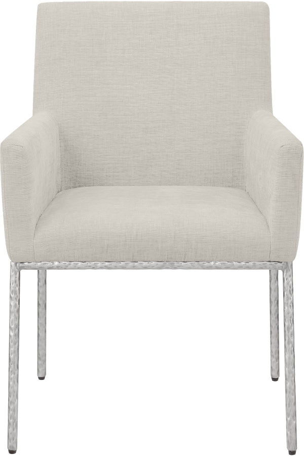 Reeves Chenille Fabric Dining Chair in Cream, Set of 2 from Meridian - Luna Furniture