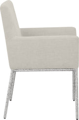 Reeves Chenille Fabric Dining Chair in Cream, Set of 2 from Meridian - Luna Furniture