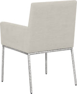 Reeves Chenille Fabric Dining Chair in Cream, Set of 2 from Meridian - Luna Furniture