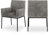 Reeves Chenille Fabric Dining Chair in Grey, Set of 2 from Meridian - Luna Furniture