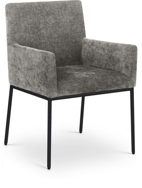 Reeves Chenille Fabric Dining Chair in Grey, Set of 2 from Meridian - Luna Furniture