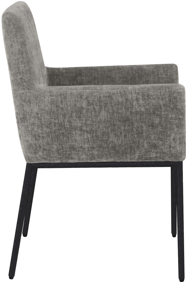 Reeves Chenille Fabric Dining Chair in Grey, Set of 2 from Meridian - Luna Furniture