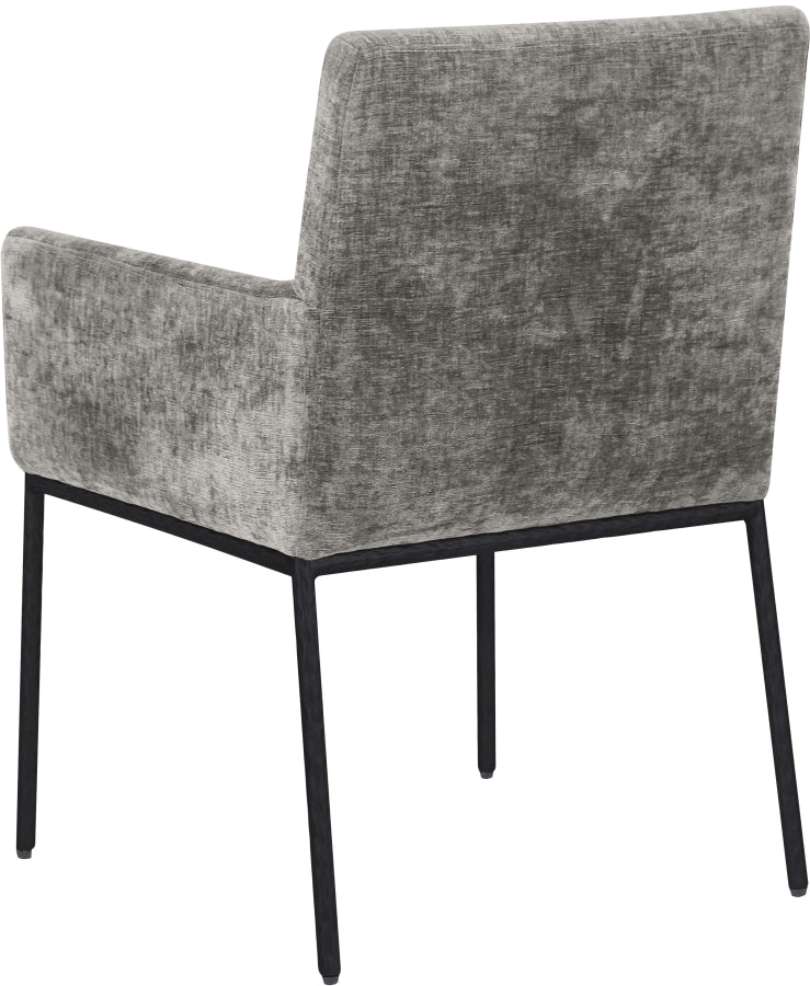 Reeves Chenille Fabric Dining Chair in Grey, Set of 2 from Meridian - Luna Furniture