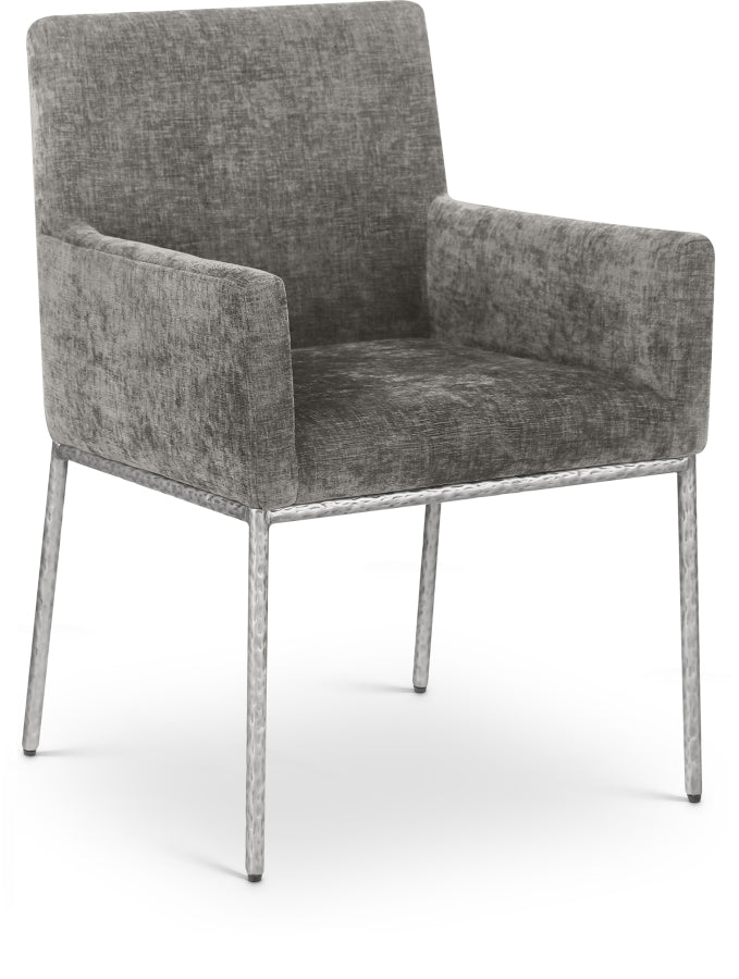 Reeves Chenille Fabric Dining Chair in Grey, Set of 2 from Meridian - Luna Furniture