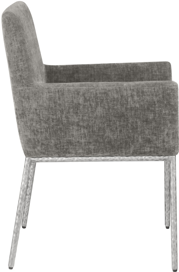 Reeves Chenille Fabric Dining Chair in Grey, Set of 2 from Meridian - Luna Furniture